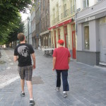 I have a photo of Kevin and Alex walking side by side from our 2012 trip (Berlin) so when I saw them walking together here I wanted to take a companion shot for the previous trip’s photo.